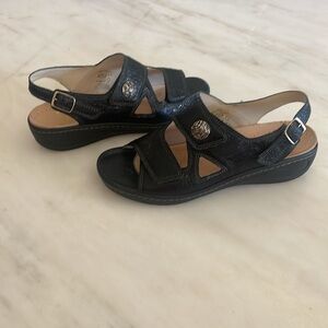 HALLUX by Fidelio Black Leather Fabio II Sling Sandals Size EU 39